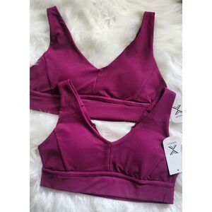 NWT - Xersion Move Medium 2-Set  Support Racerback Sports Bra - BERRY PURPLE